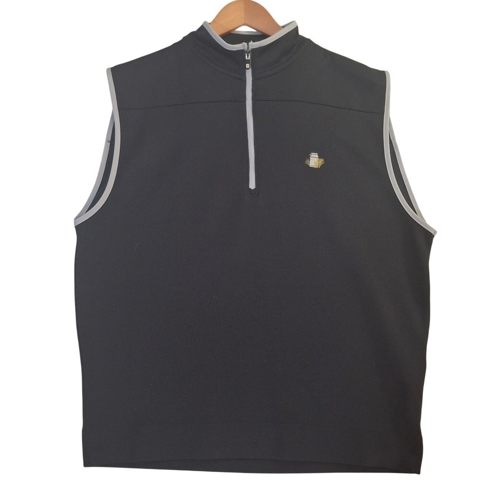 FootJoy Mens Golf Vest 1/4 Zip Mens M Black Gray Performance McArthur Golf Club
